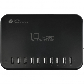 GoodConnections USB Desktop Schnellladestation 120W 10-Port USB-A Schwarz