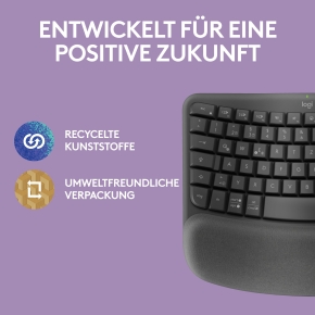 Logitech Wave Keys wireless ergonomic keyboard - GRAPHITE - (DE) - 2.4GHZ/BT - N/A - CENTRAL-419 - UNIVERSAL