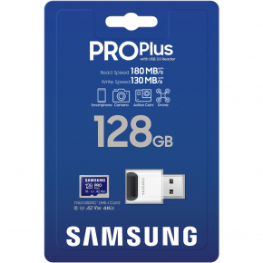 CARD 128GB Samsung PRO Plus microSDXC 180MB/s + USB-Kartenleser