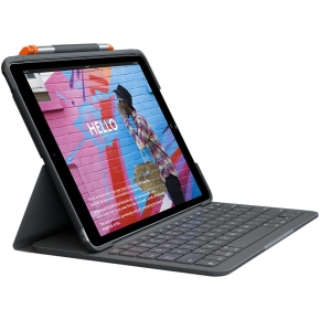 Logitech Slim Folio Bluetooth Tastatur und Schutzhülle iPad 7./8. Generation grey QWERTZ DE