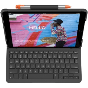 Logitech Slim Folio Bluetooth Tastatur und Schutzhülle iPad 7./8. Generation grey QWERTZ DE