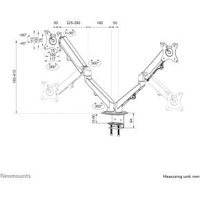 Neomounts DS70-700BL2 Tischhalterung für 17-27 Bildschirme - Schwarz