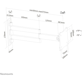 Neomounts FPMA-W830BLACK Wandhalterung mit drei Drehpunkten für Flachbildschirme bis 27 (69 cm)