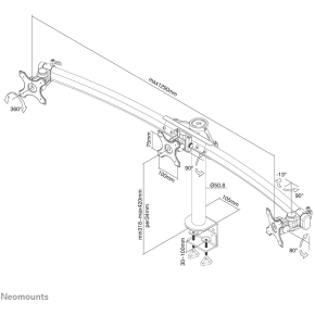 Neomounts FPMA-D700D3 Tischhalterung für drei Flachbildschirme bis 27 (69 cm)