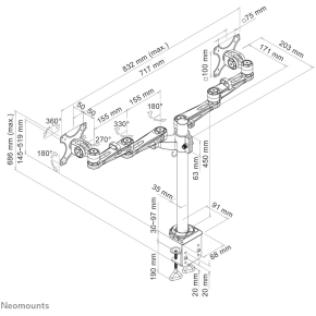 Neomounts Tischhalterung für zwei Flachbildschirme bis 27 (69 cm) 6KG FPMA-D935D