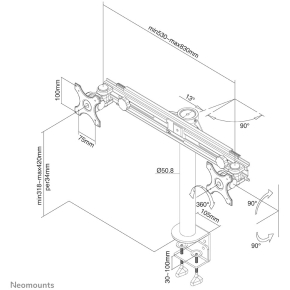 Neomounts Tischhalterung für zwei Flachbildschirme bis 30 (76 cm) 8KG FPMA-D700D