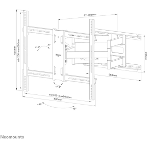 Neomounts WL40S-950BL18 bewegliche Wandhalterung für 55-110 Bildschirme - Schwarz