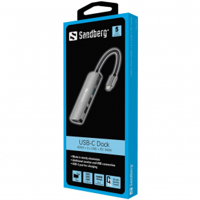 Sandberg 136-32 USB-C 5-in-1 PD 100W DockingStation Grau
