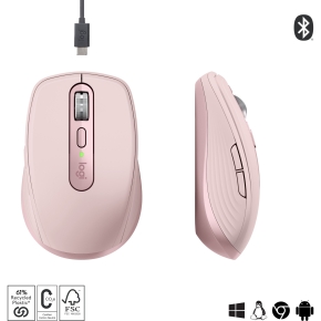 Logitech MX Anywhere 3S Mouse optical 6 buttons wireless Bluetooth rose