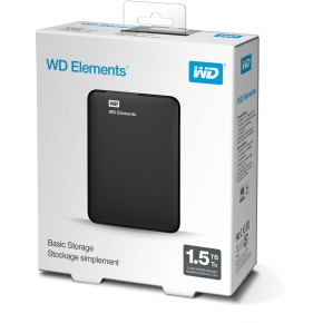 2,5 WD Elements 1,5TB HDD USB3.0 Portable 6,4cm 2,5Zoll RTL extern RoHS compliant Low cost black