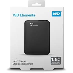 2,5 WD Elements 1,5TB HDD USB3.0 Portable 6,4cm 2,5Zoll RTL extern RoHS compliant Low cost black