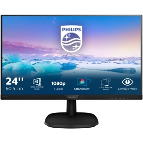 61cm/24 (1920x1080) Philips V-Line 243V7QJABF 16:9 4ms VGA HDMI DisplayPort VESA Speaker Full HD Black