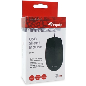 Equip Optische Maus USB-A Silent Rechts-Linkshänder 1.5m sw