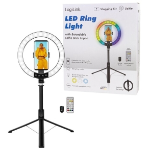 Logilink Smartphone-Ringlicht m.Selfie-Stick-Stativ.DM 20cm