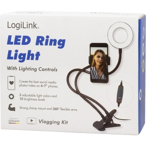Logilink Smartphone-Ringlicht-Klemmhalterung. DM 8.5cm