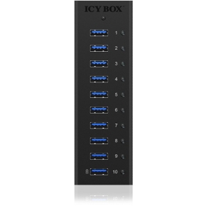 HUB 10 Port. Ladeport Aluminium-mit Netzteil ICY BOX