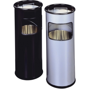 DURABLE Papierkorb Metall mit Ascher rund silber