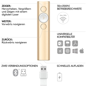 Logitech wireless Presenter Spotlight Gold