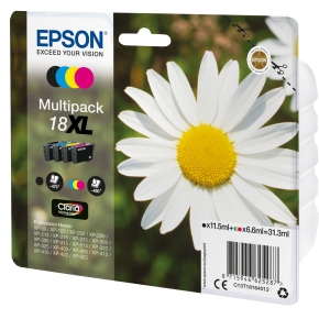 Epson Tinte 3LB 18XL ink cartridge black and tri-colour high capacity 31.3ml 1-pack blister without alarm