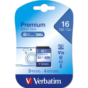 CARD 16GB Verbatim Premium SDHC 80MB/s