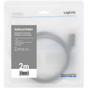 Logilink DisplayPort-Kabel DP 1.2 zu DVI 1.2 2.0m schwarz