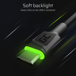 Green Cell USB-C > USB 3.0 (ST-ST) 2m Ladekabel LED Schwarz