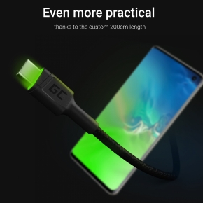 Green Cell USB-C > USB 3.0 (ST-ST) 2m Ladekabel LED Schwarz