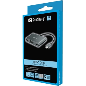 Sandberg 136-35 USB-C 5-in-1 PD 100W DisplayDock