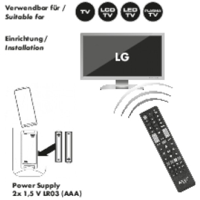 Schwaiger Fernbedienung für LG TVs. schwarz. 49 Tasten