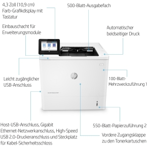 L HP LaserJet Enterprise M611dn Laserdrucker 61 S./Min. LAN Duplex