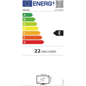 68,6cm/27 (1920x1080) Philips V-Line 273V7QDSB 5ms 16:9 IPS HDMI VGA DVI VESA Full HD Black
