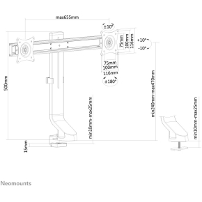 Neomounts FPMA-D860DBLACK Tischhalterung für zwei Flachbildschirme bis 27 (69 cm) 7KG