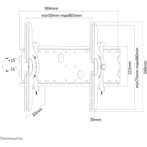 Neomounts Wandhalter, neigbar, für Flachbild-Fernseher bis 85 (216 cm) 100KG PLASMA-W200BLACK