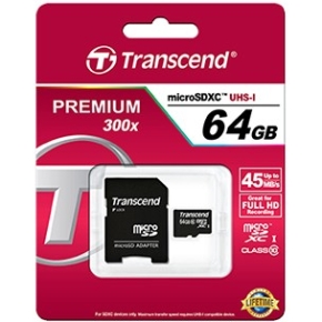 CARD microSD Card 64GB Transcend SDXC Class10 w/adapter