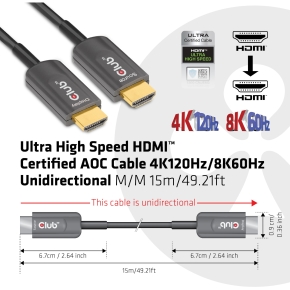 Club3D HDMI-Kabel A -> A 2.1 aktiv opt. 8K60Hz UHD 15 Meter retail