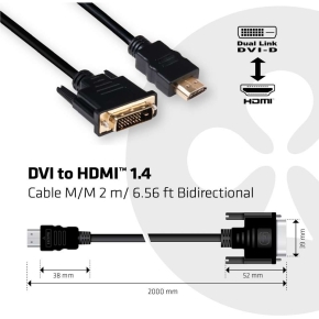 Club3D Kabel DVI  HDMI 1.4 2m 4K30Hz St/St