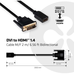 Club3D Kabel DVI  HDMI 1.4 2m 4K30Hz St/Bu