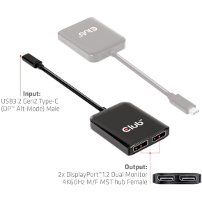 Club3D MST-Hub USB 3.2 Typ C > 2x DP 4K60Hz St/Bu