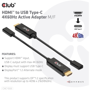Club3D Adapter HDMI 2.0 > USB-C 4K60Hz aktiv St/Bu