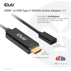 Club3D Adapter HDMI 2.0 > USB-C 4K60Hz aktiv St/Bu
