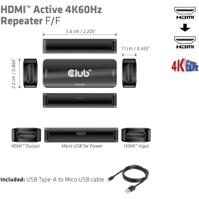 Club3D Repeater HDMI > HDMI 4K60Hz aktiv Bu/Bu