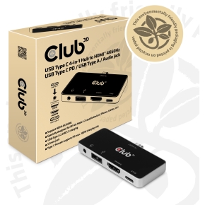 Club3D USB-C 4in1-HUB >HDMI/USB/USB-C/Audio 4K60Hz PD100W