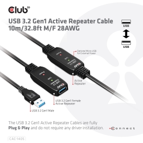 Club3D USB 3.2 A Verlängerungskabel 10m aktiv 5 Gbps St/Bu