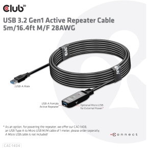 Club3D USB 3.2 A Verlängerungskabel 5m aktiv 5 Gbps St/Bu