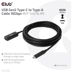 Club3D Kabel USB 3.2 Typ C  USB Typ A 10Gbps St/Bu 5m
