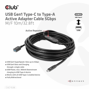 Club3D Kabel USB 3.2 Typ C  USB Typ A 5Gbps St/Bu 10m