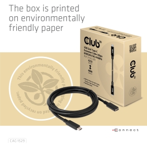 Club3D Kabel USB 3.2 Typ C 1m Verlängerung 5Gbps St/Bu