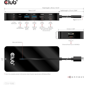 Club3D USB-C 7in1-HUB >2xHDMI/2xUSB/USB-C/LAN 4K60Hz PD100W
