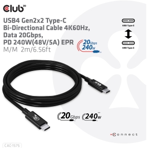 Club3D Kabel USB 4 Typ C PD 240W / 4K / 20Gbps 2m St/St