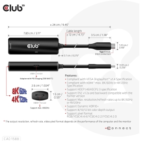 Club3D Adapter USB 3.2 Typ C > HDMI 2.1 HDR10 8K60Hz aktiv